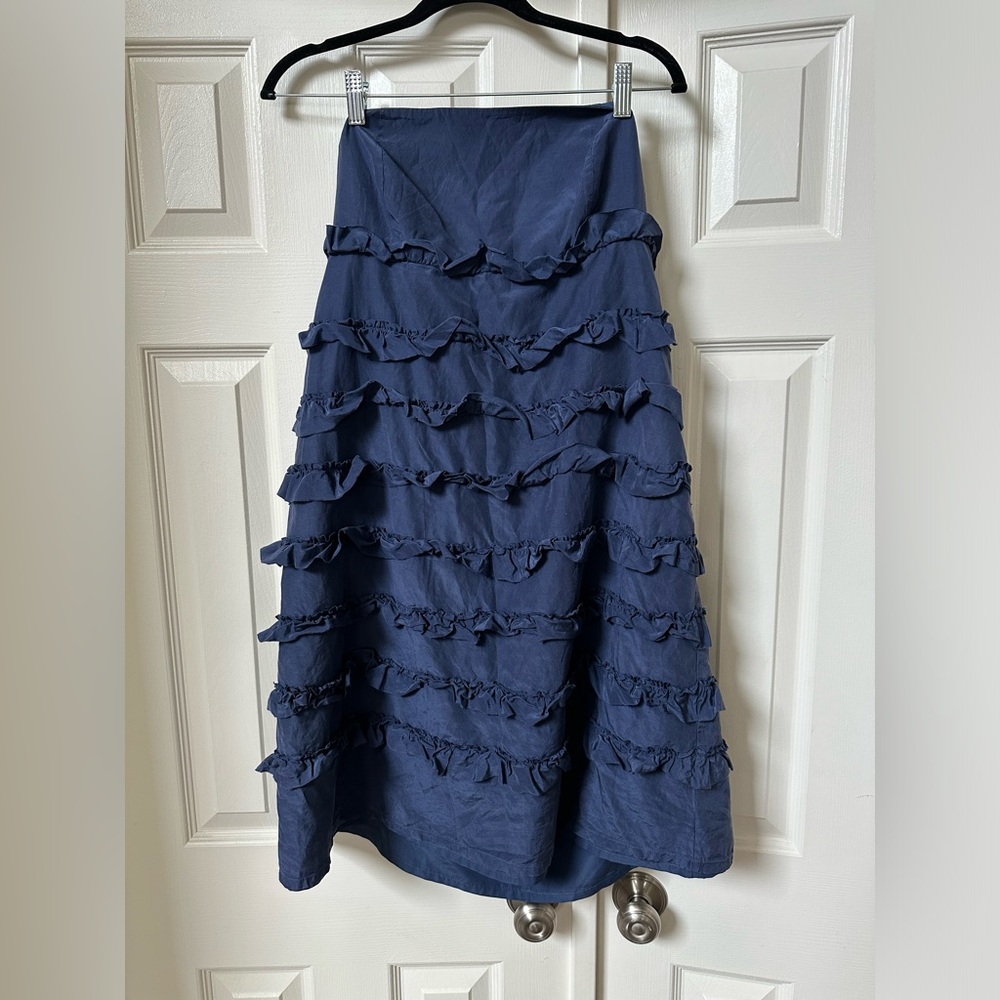 Navy Ruffled Women's Sleeveless dress